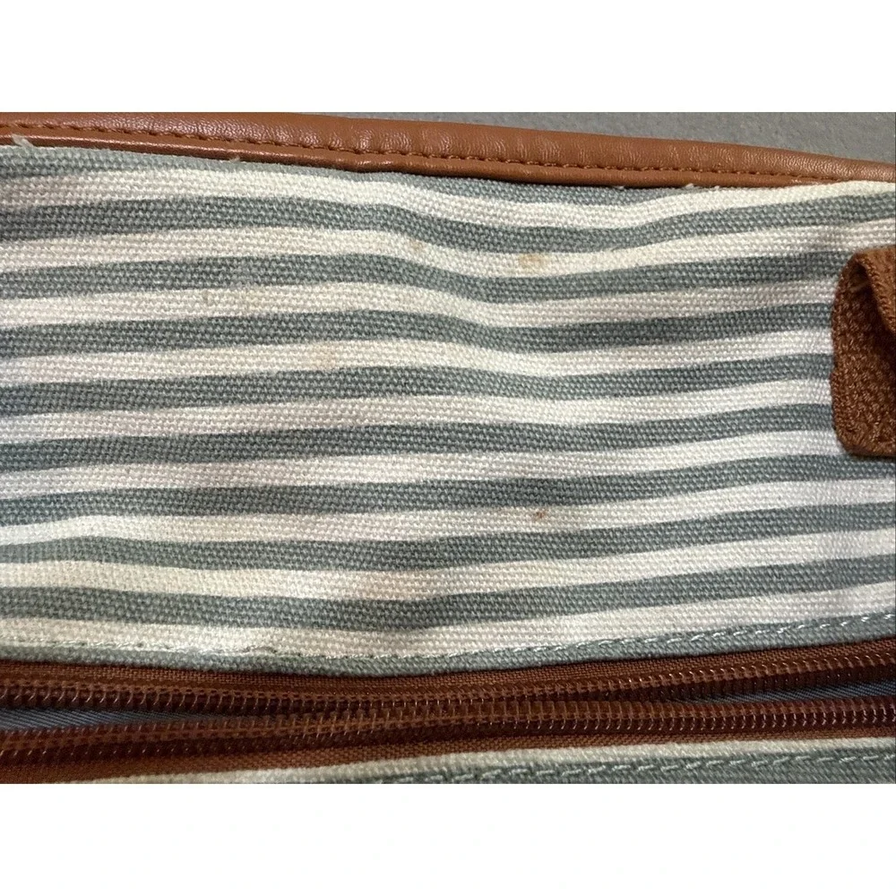 Plambag Gray Striped Diaper Bag Crossbody & Double Handles , Changing Mat
